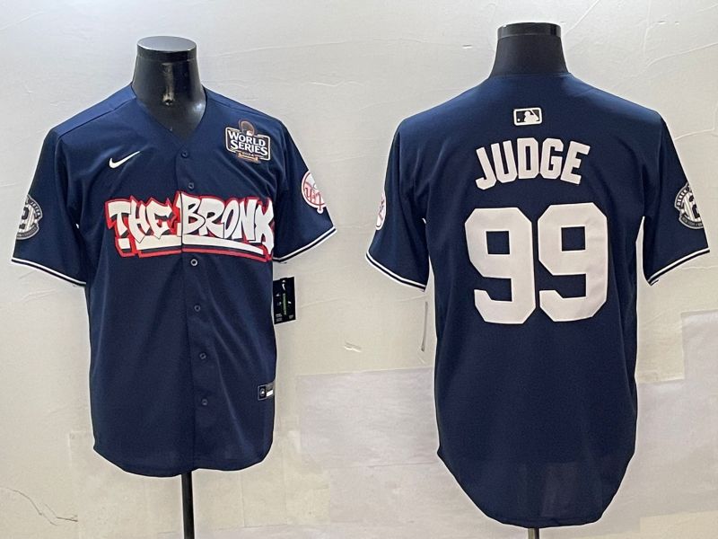 Men New York Yankees 99 Judge Drak Blue four generations Joint Name 2025 Nike MLB Jersey style 2